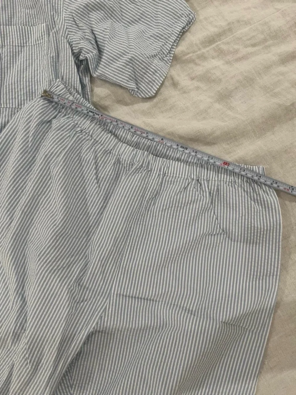 MUJI Blue Stripe Pajama Set - MUJI Men's Side Seamless Seersucker Pajamas Blue